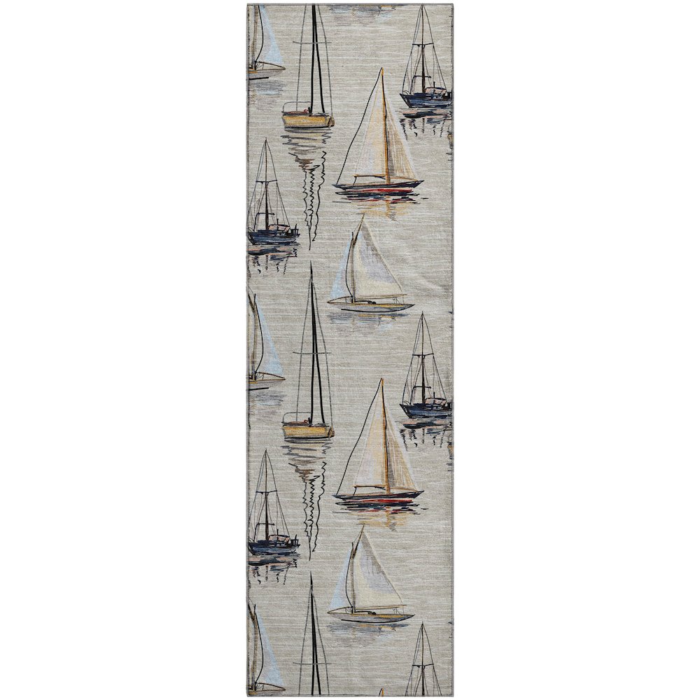 Premium Machine Washable Mayfield  Ivory 2'3" x 7'6" Runner Rug. Picture 1