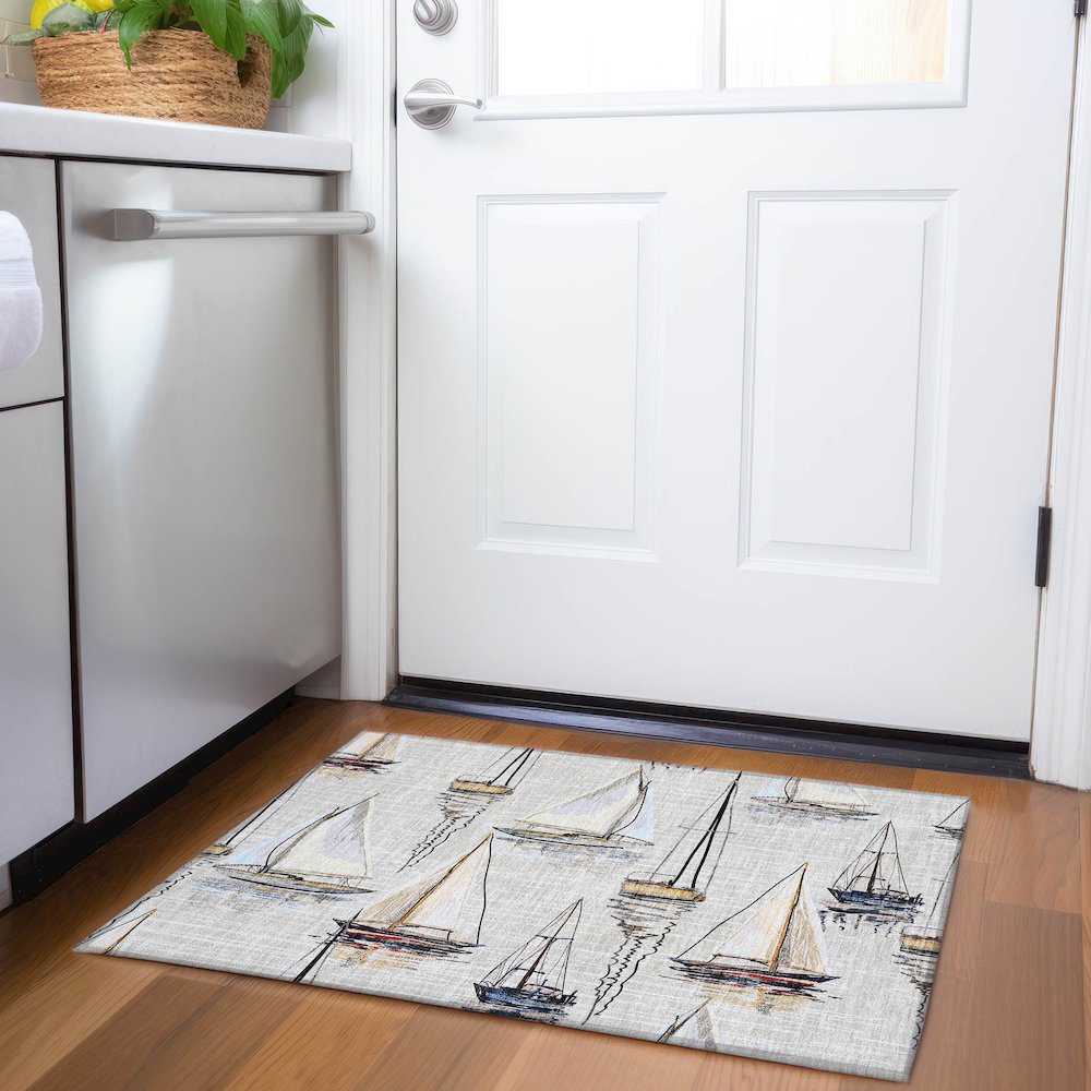 Premium Machine Washable Mayfield  Ivory 1'8" x 2'6" Rug. Picture 5