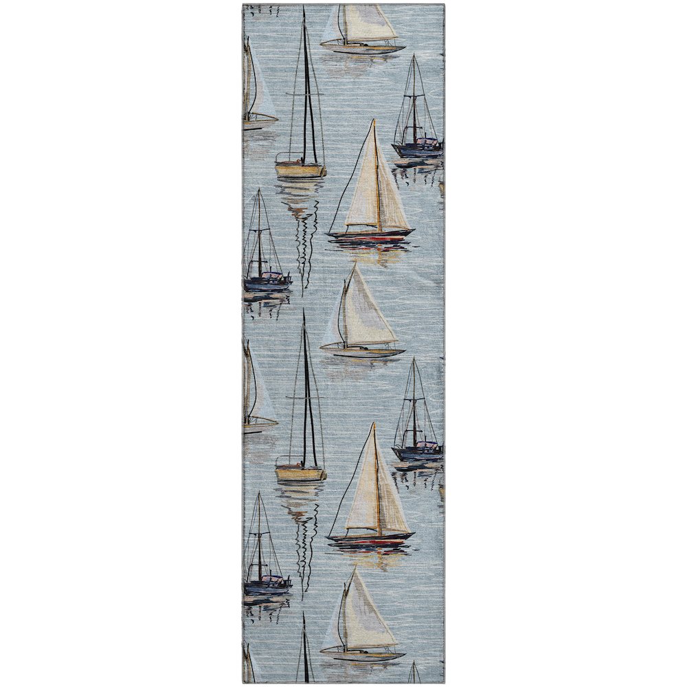 Premium Machine Washable Mayfield  Sky 2'3" x 7'6" Runner Rug. Picture 1