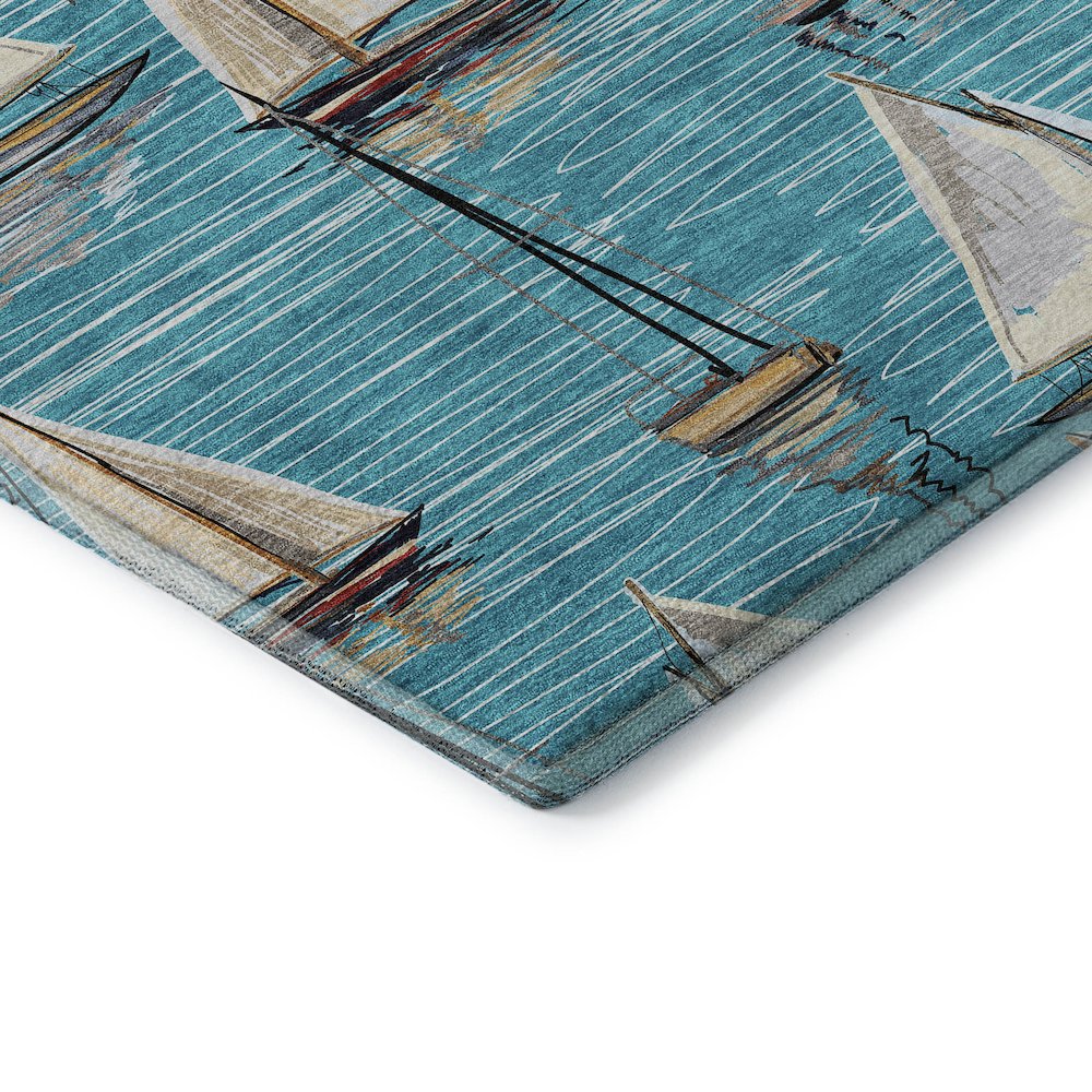 Premium Machine Washable Mayfield  Teal 1'8" x 2'6" Rug. Picture 3
