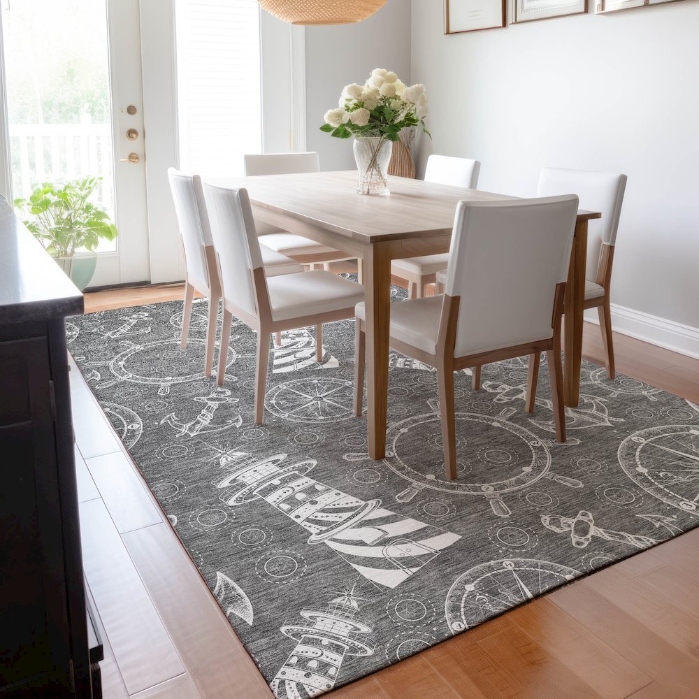 Premium Machine Washable Mayfield  Gray 2'6" x 3'10" Rug. Picture 6