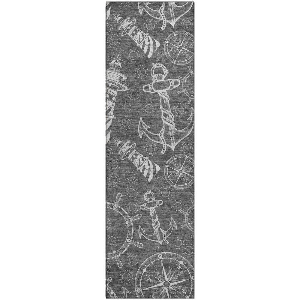 Premium Machine Washable Mayfield  Gray 2'3" x 7'6" Runner Rug. Picture 1