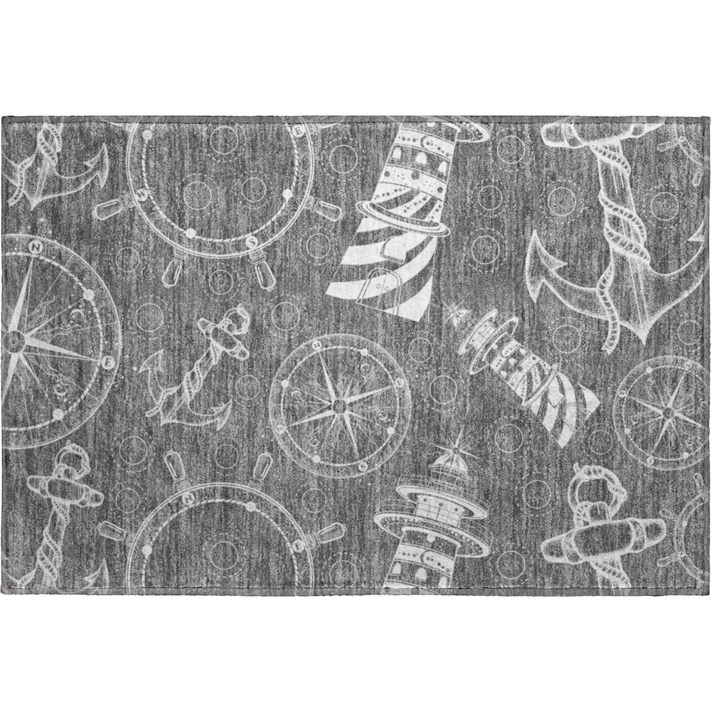 Premium Machine Washable Mayfield  Gray 1'8" x 2'6" Rug. Picture 1