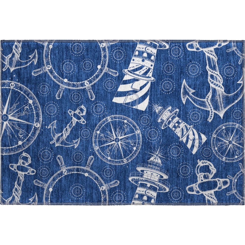 Premium Machine Washable Mayfield  Navy 1'8" x 2'6" Rug. Picture 1