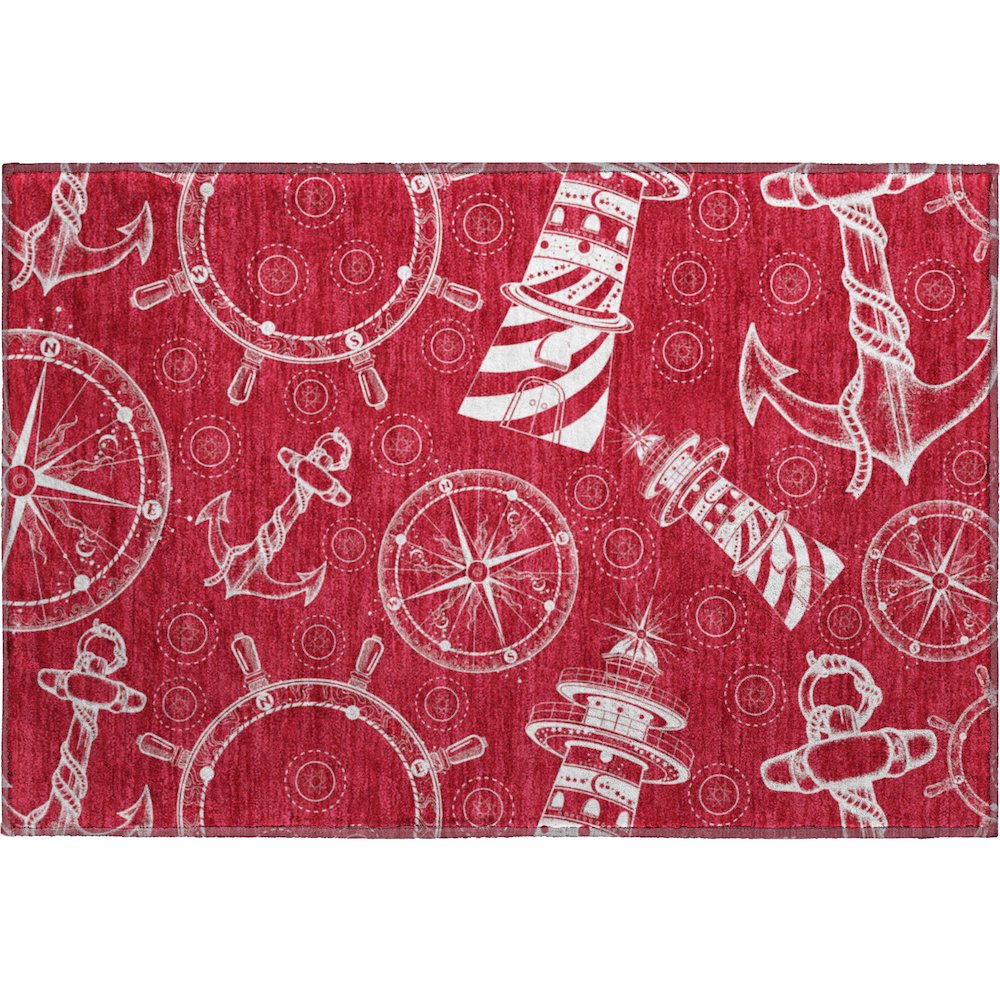 Premium Machine Washable Mayfield  Red 1'8" x 2'6" Rug. Picture 1