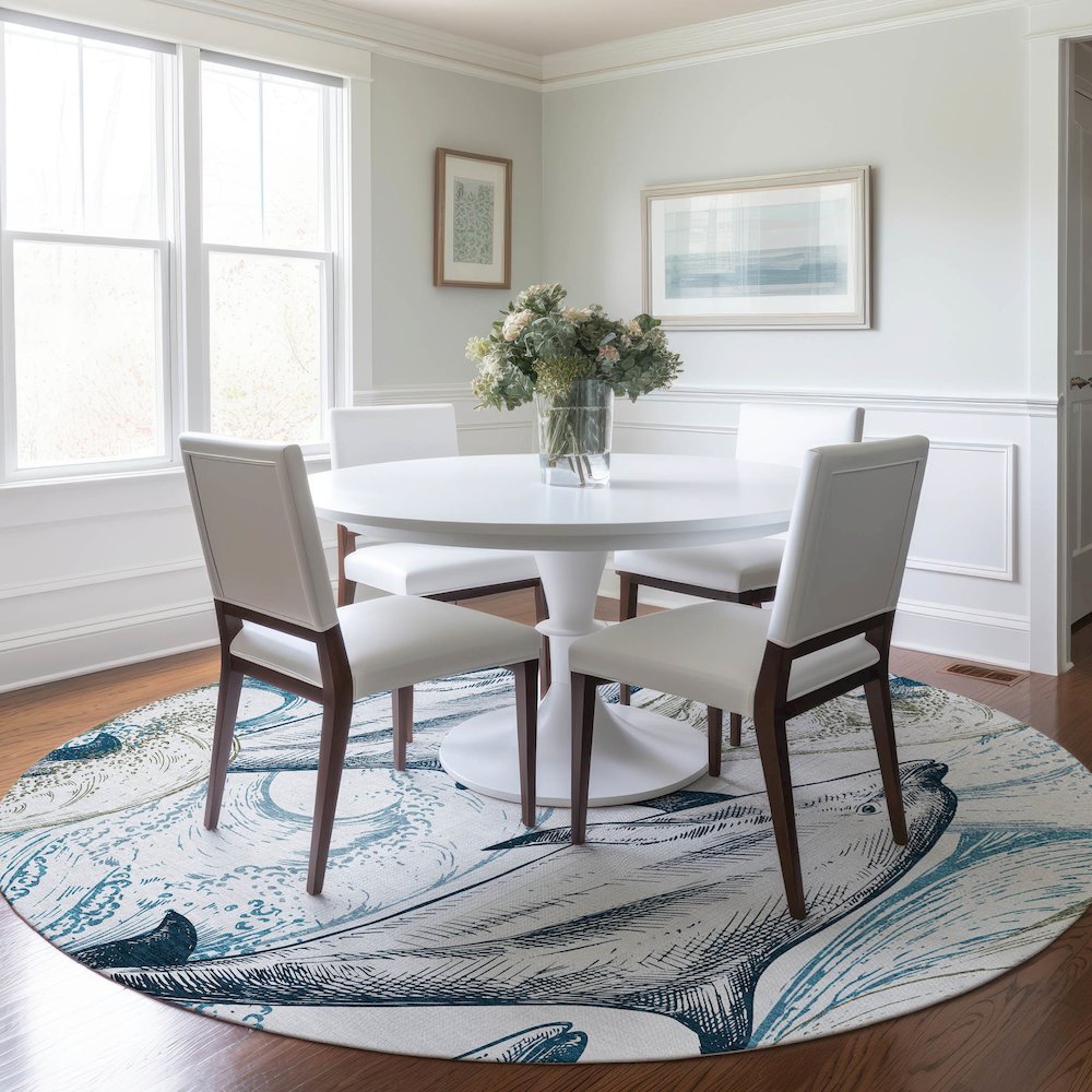 Premium Machine Washable Mayfield  Ivory 8' x 8' Round Rug. Picture 5