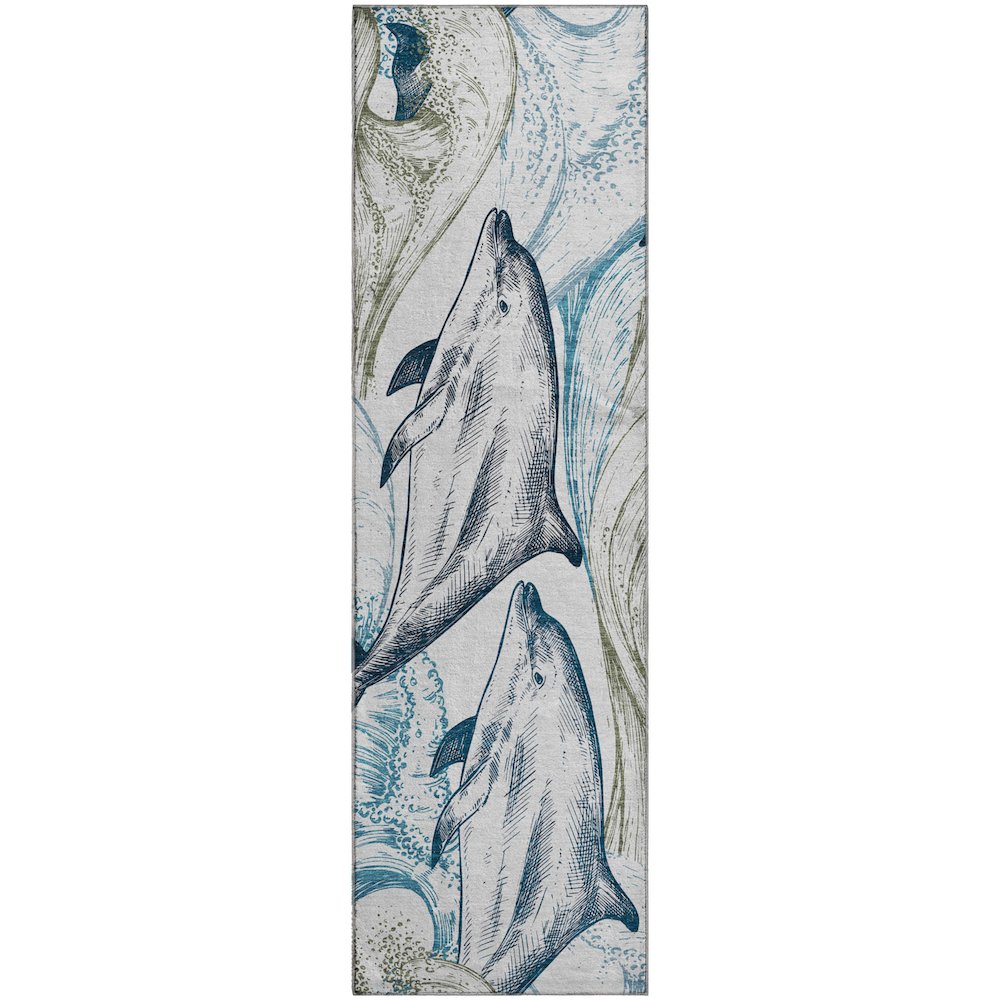 Premium Machine Washable Mayfield  Ivory 2'3" x 7'6" Runner Rug. Picture 1