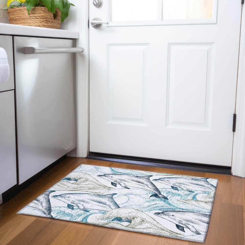 Premium Machine Washable Mayfield  Ivory 1'8" x 2'6" Rug. Picture 5