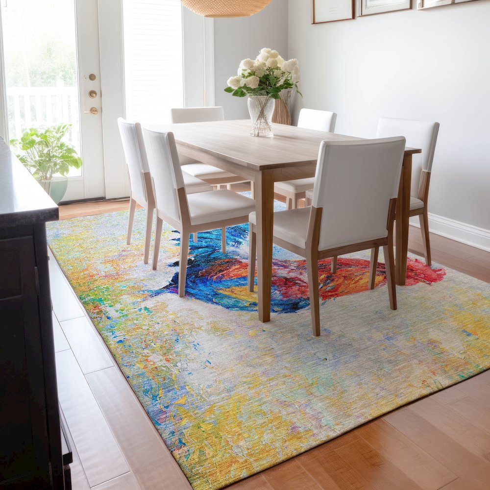 Premium Machine Washable Mayfield  Blue 2'6" x 3'10" Rug. Picture 6
