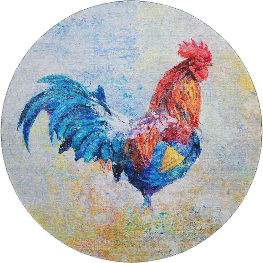 Premium Machine Washable Mayfield  Blue 8' x 8' Round Rug. Picture 1