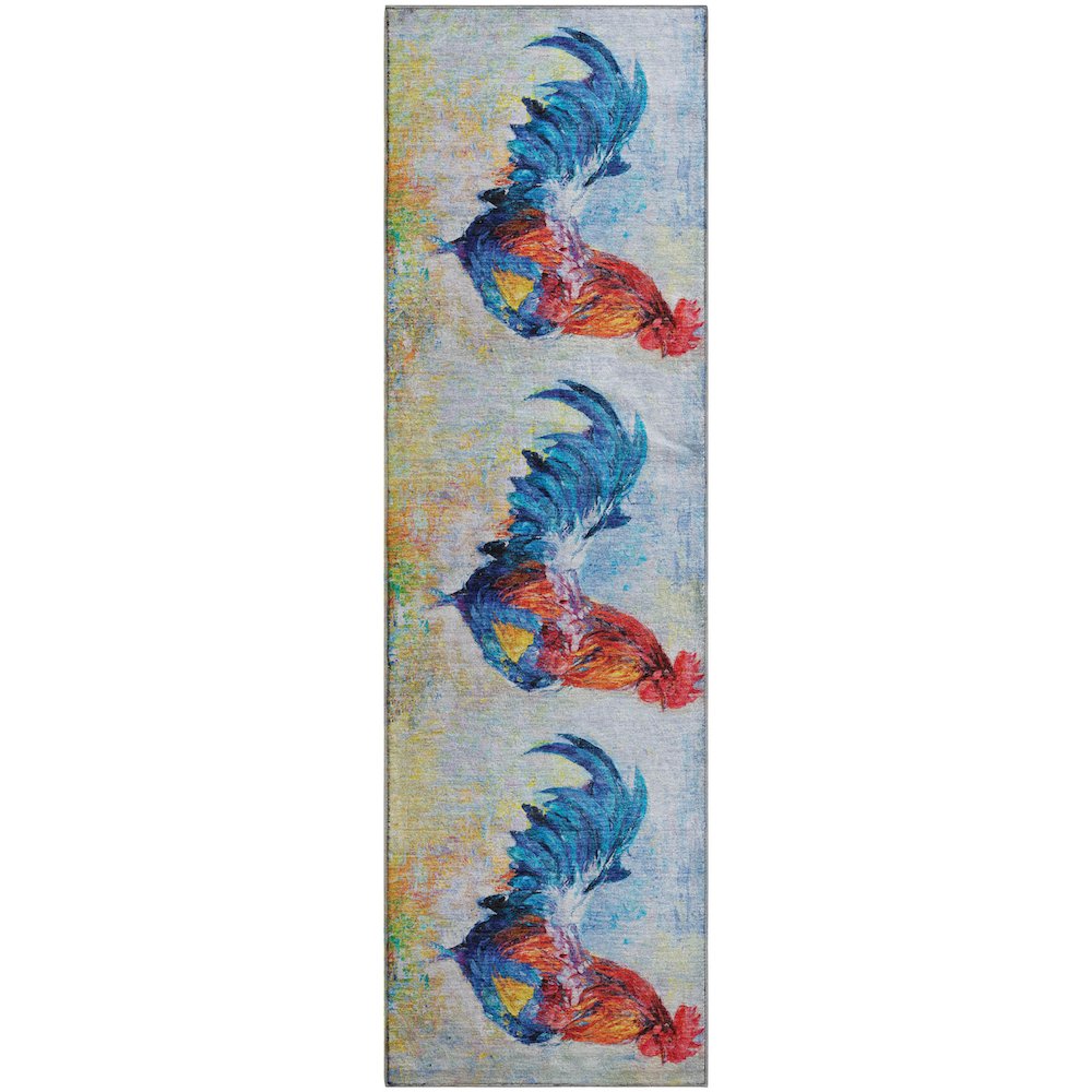 Premium Machine Washable Mayfield  Blue 2'3" x 7'6" Runner Rug. Picture 1