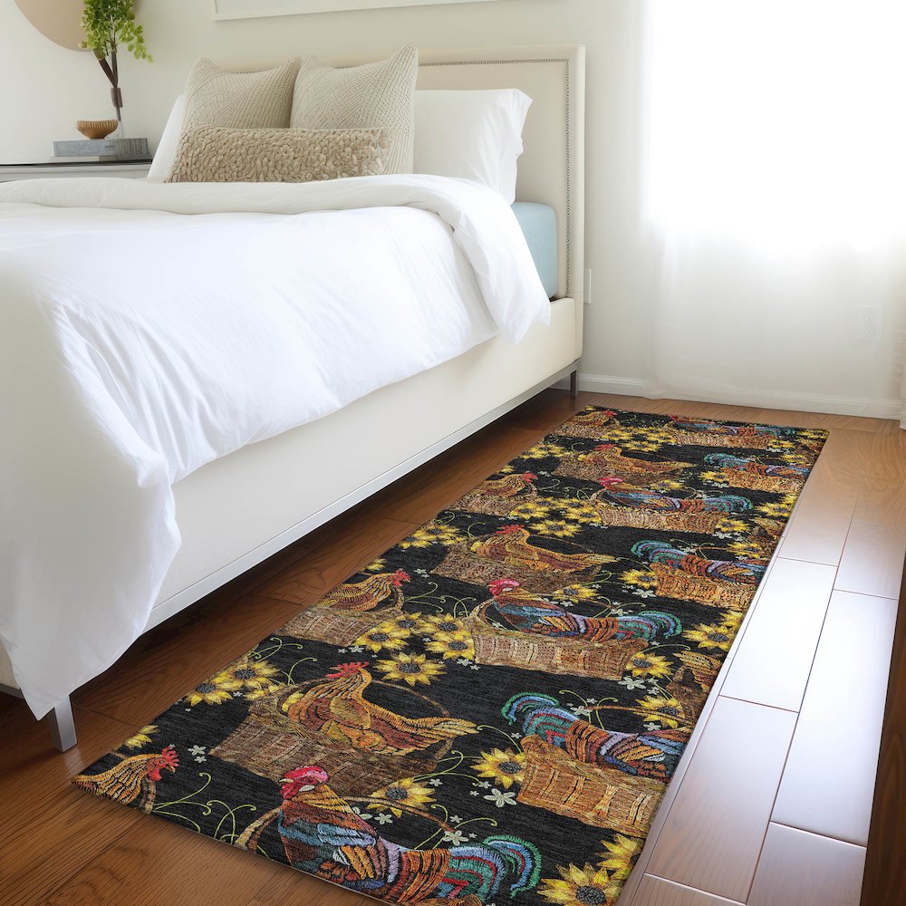 Premium Machine Washable Mayfield  Midnight 2'3" x 7'6" Runner Rug. Picture 5