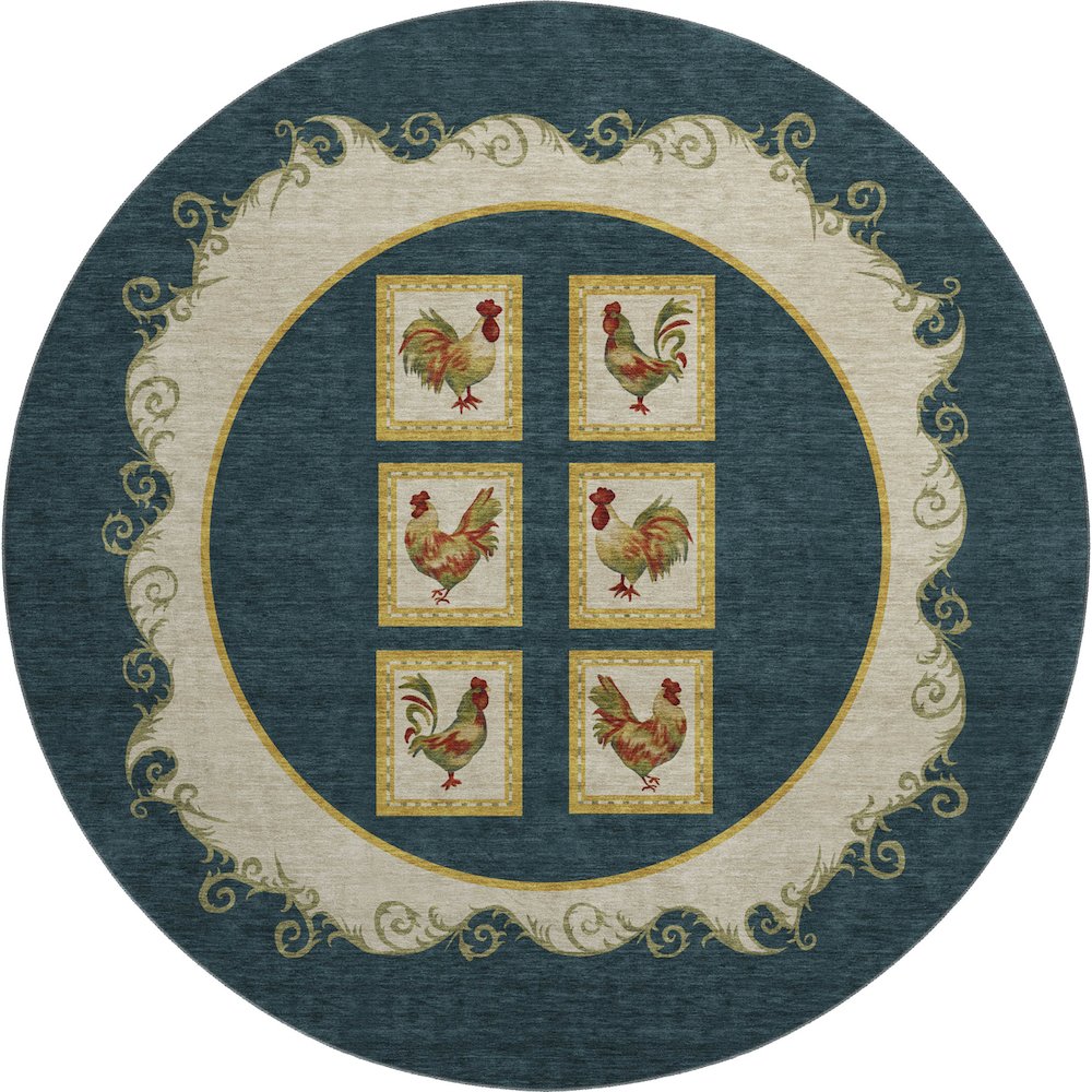 Premium Machine Washable Mayfield  Midnight 8' x 8' Round Rug. Picture 1