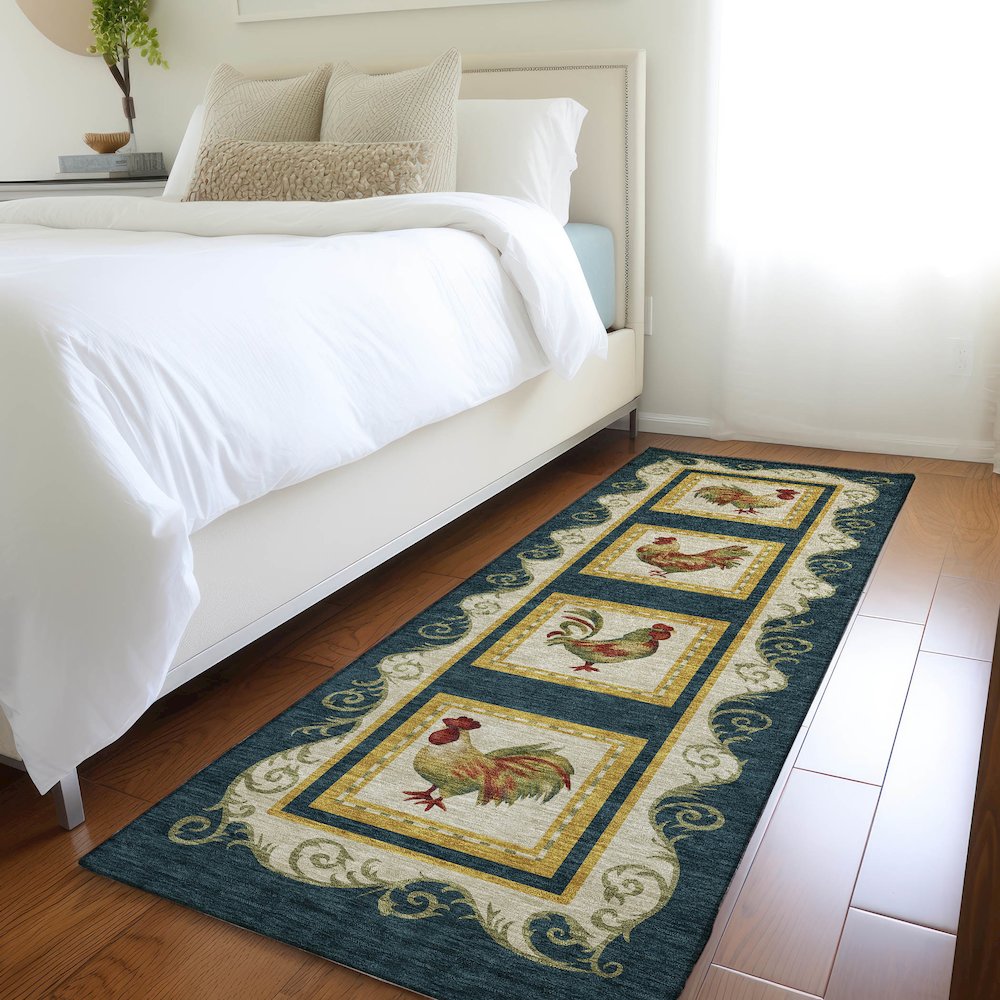 Premium Machine Washable Mayfield  Midnight 2'3" x 7'6" Runner Rug. Picture 5