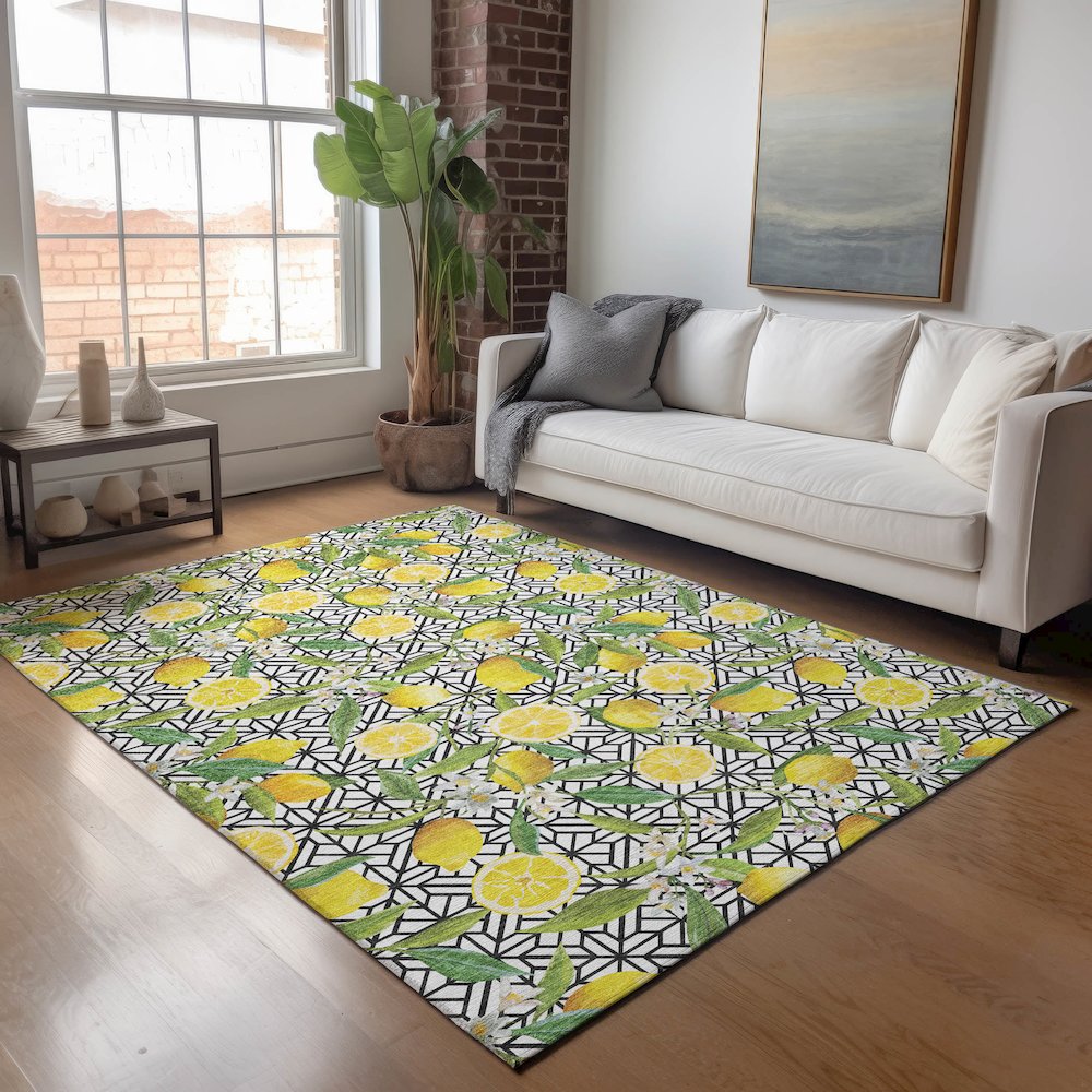 Premium Machine Washable Mayfield  Yellow 2'6" x 3'10" Rug. Picture 5