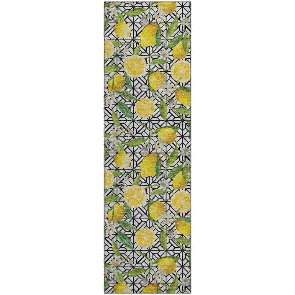 Premium Machine Washable Mayfield  Yellow 2'3" x 7'6" Runner Rug. Picture 1