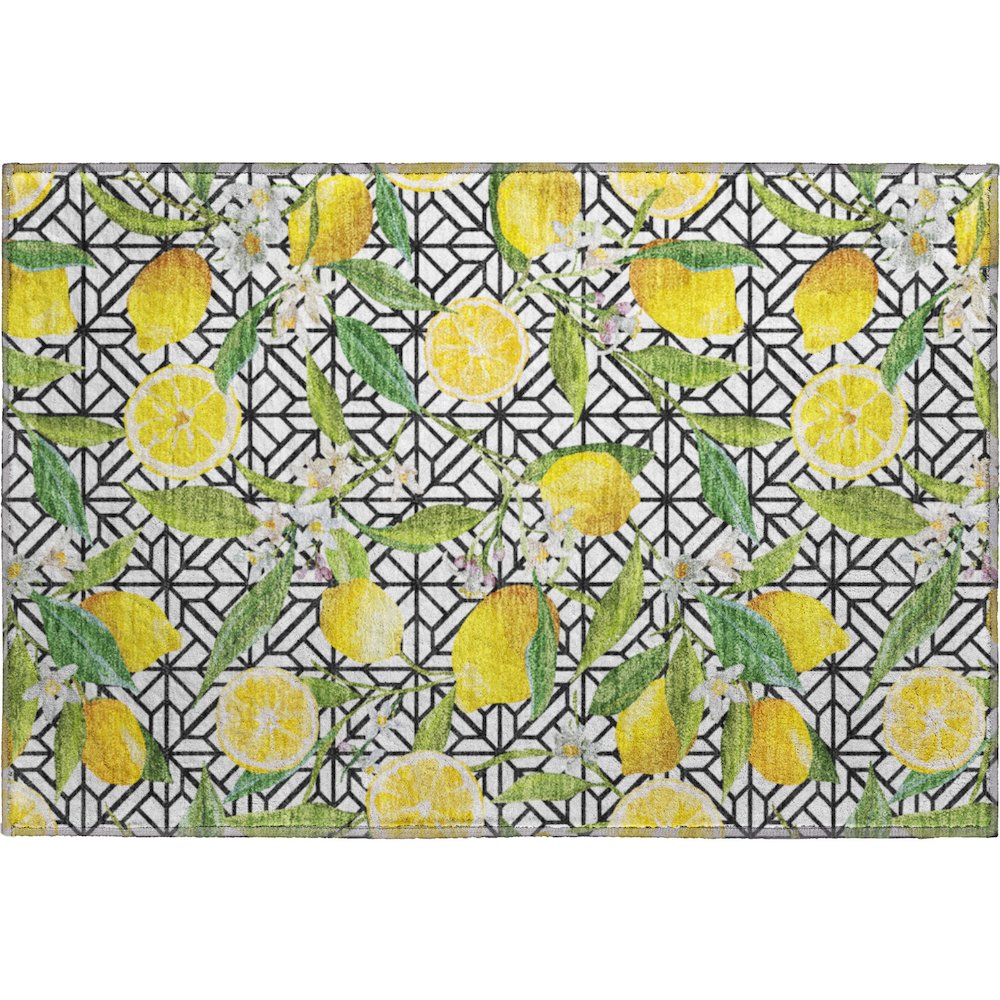 Premium Machine Washable Mayfield  Yellow 1'8" x 2'6" Rug. Picture 1