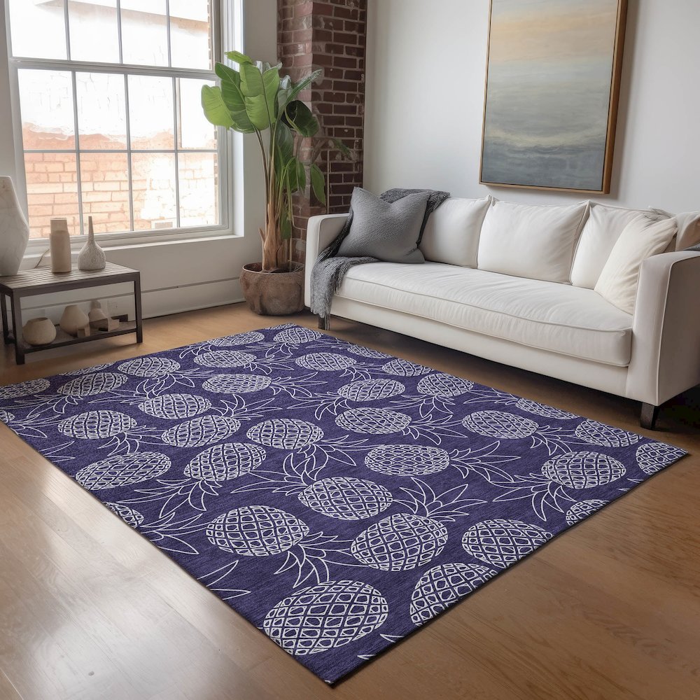 Premium Machine Washable Mayfield  Blue 2'6" x 3'10" Rug. Picture 5