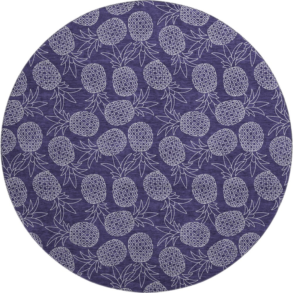 Premium Machine Washable Mayfield  Blue 8' x 8' Round Rug. Picture 1