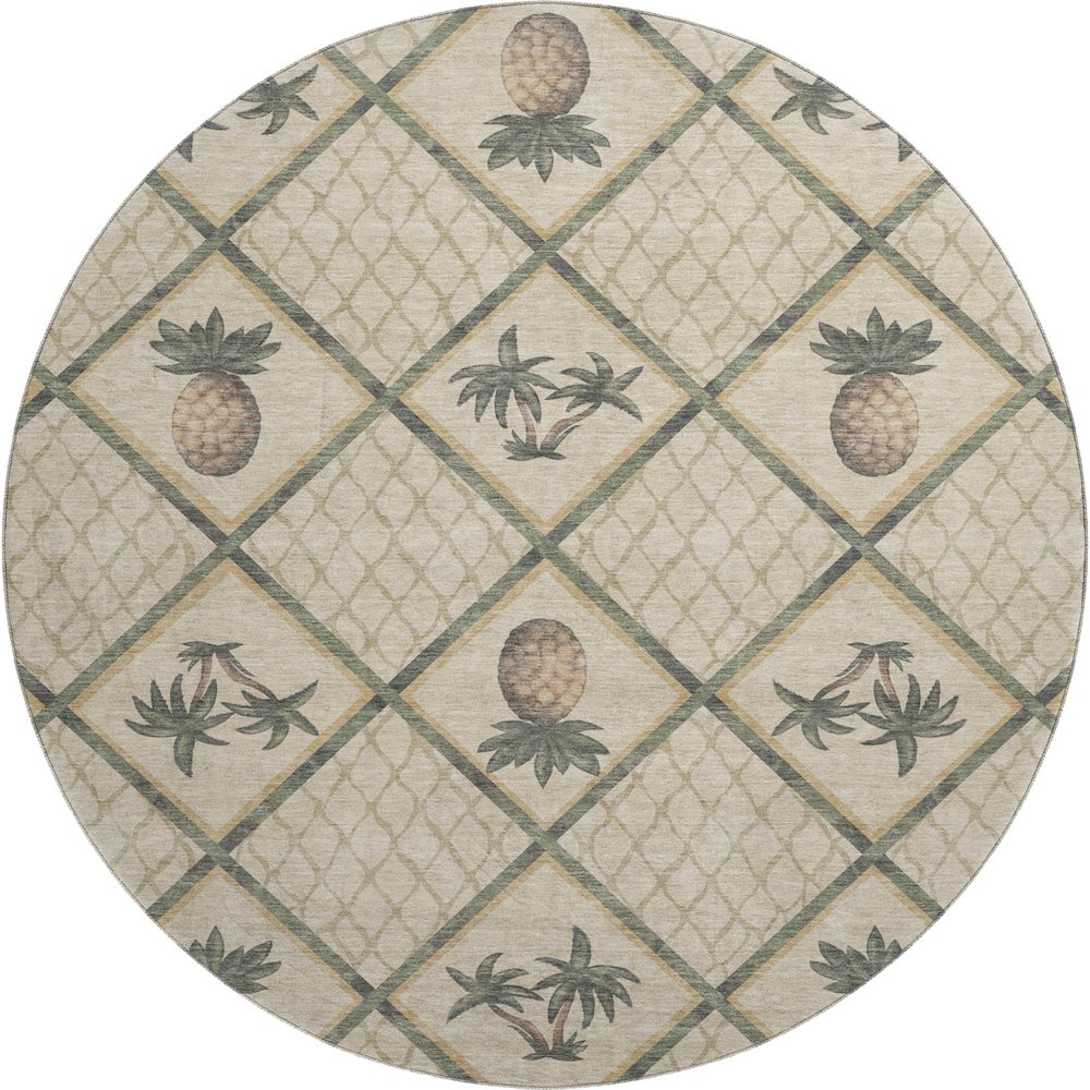 Premium Machine Washable Mayfield  Palm 8' x 8' Round Rug. Picture 1