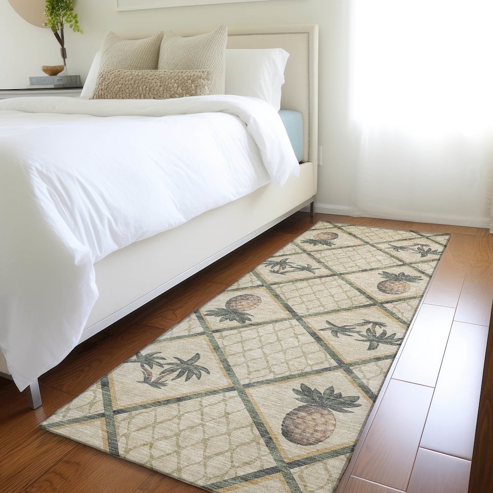 Premium Machine Washable Mayfield  Palm 2'3" x 7'6" Runner Rug. Picture 5