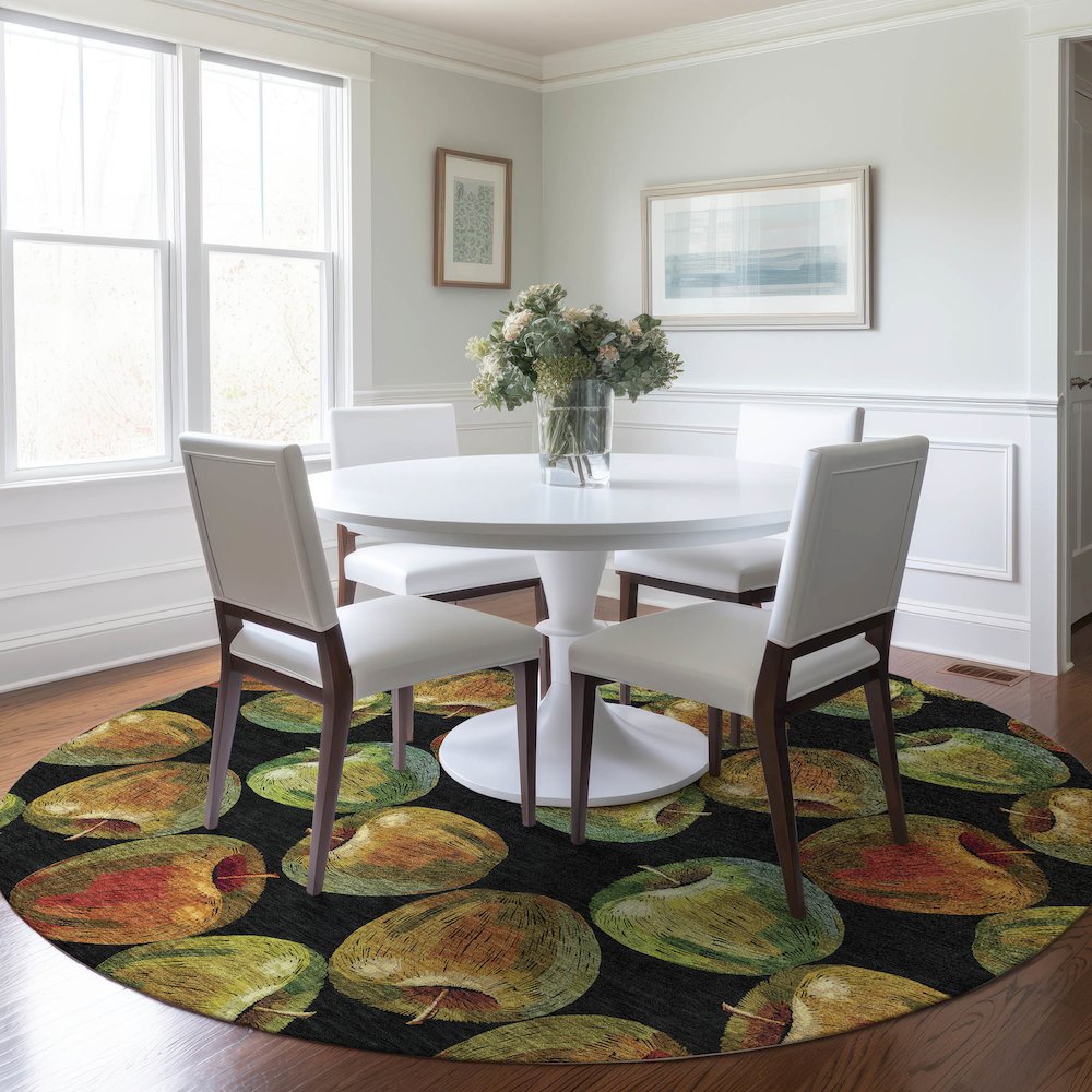 Premium Machine Washable Mayfield  Midnight 8' x 8' Round Rug. Picture 5