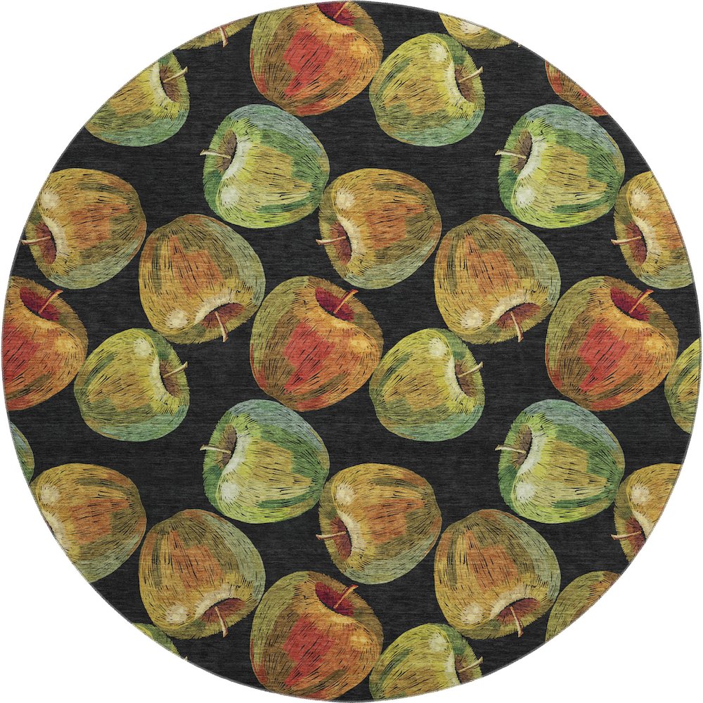 Premium Machine Washable Mayfield  Midnight 8' x 8' Round Rug. Picture 1
