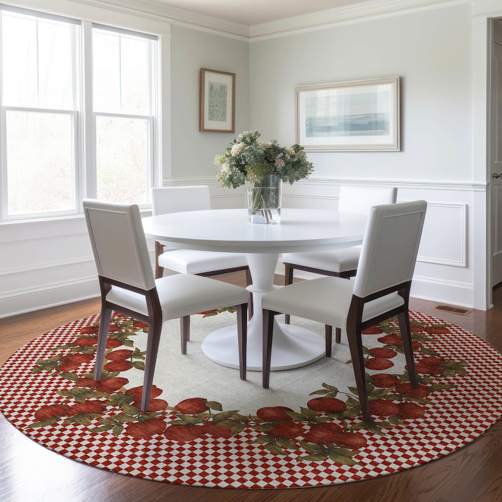 Premium Machine Washable Mayfield  Apple 8' x 8' Round Rug. Picture 5