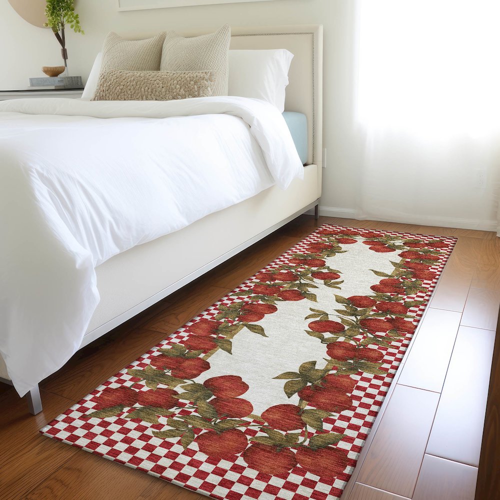 Premium Machine Washable Mayfield  Apple 2'3" x 7'6" Runner Rug. Picture 5