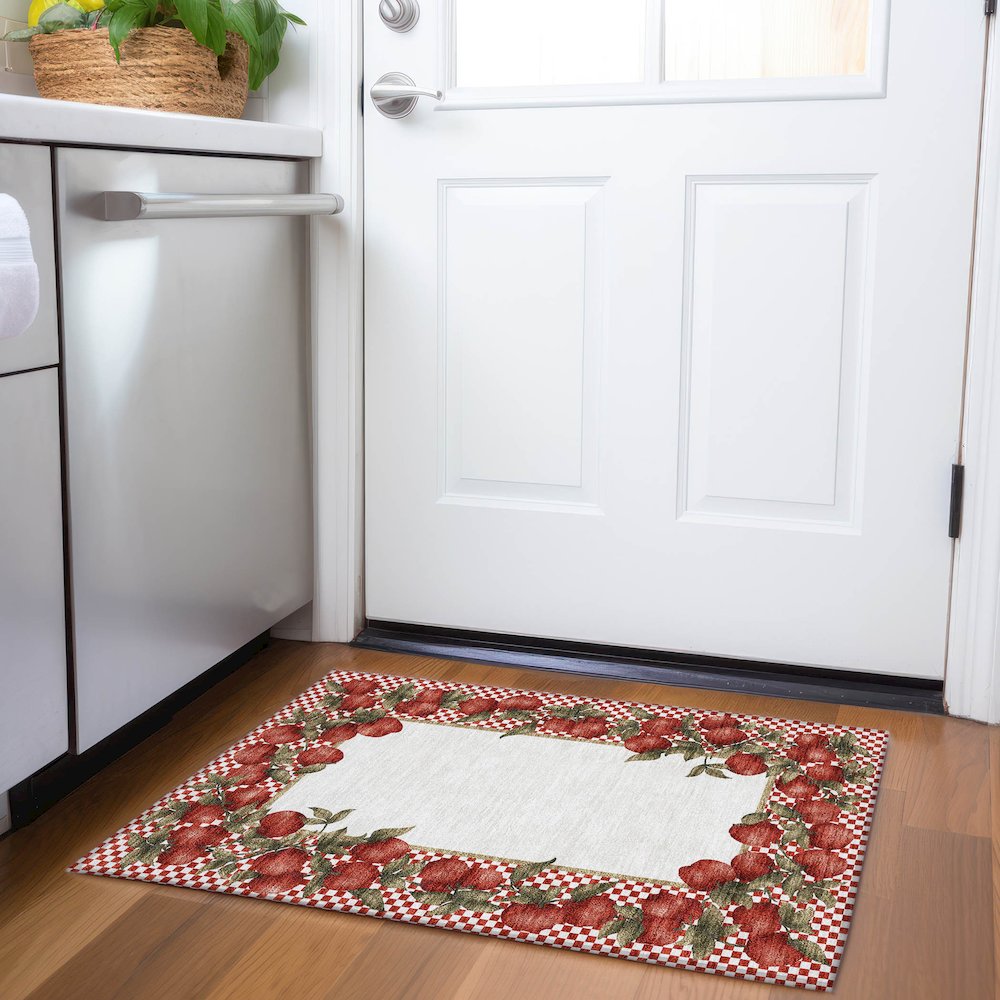 Premium Machine Washable Mayfield  Apple 1'8" x 2'6" Rug. Picture 5