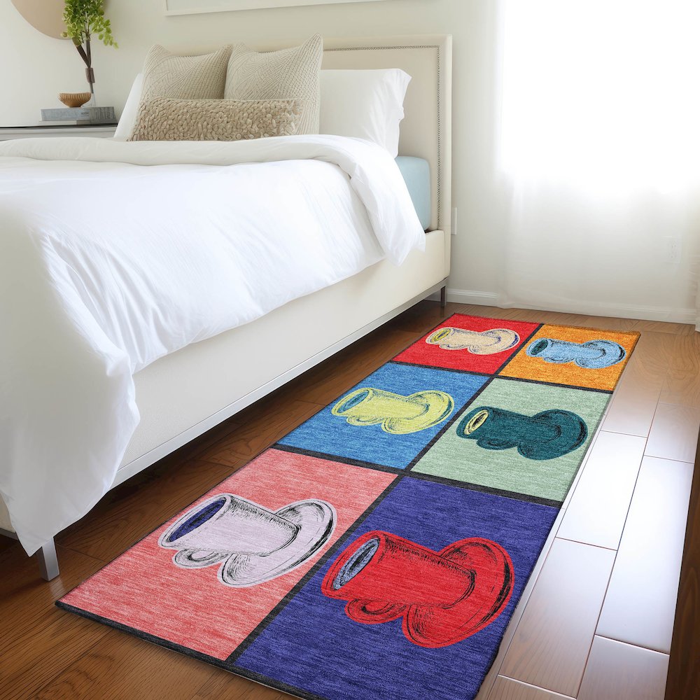 Premium Machine Washable Mayfield  Kaleidoscope 2'3" x 7'6" Runner Rug. Picture 5