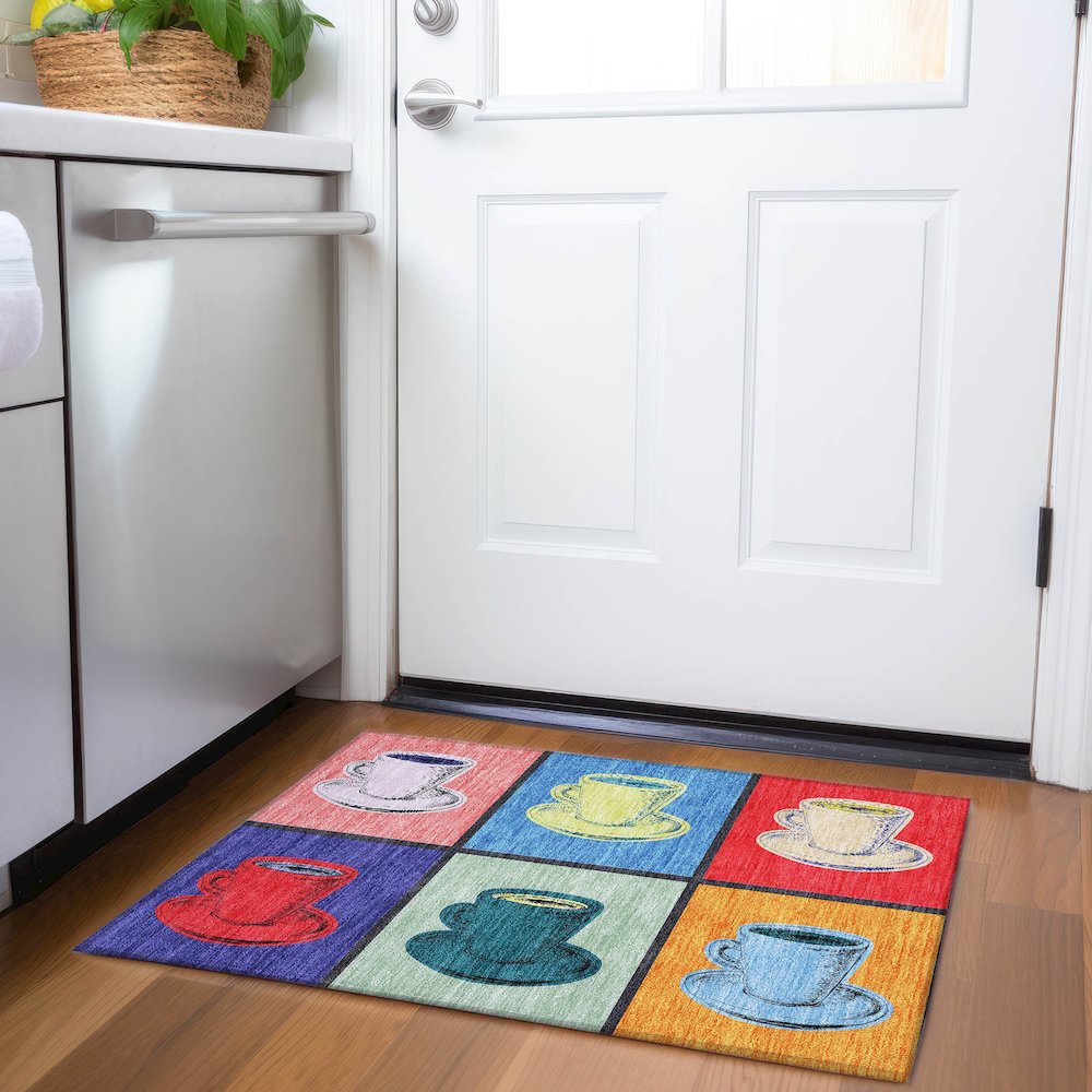 Premium Machine Washable Mayfield  Kaleidoscope 1'8" x 2'6" Rug. Picture 5