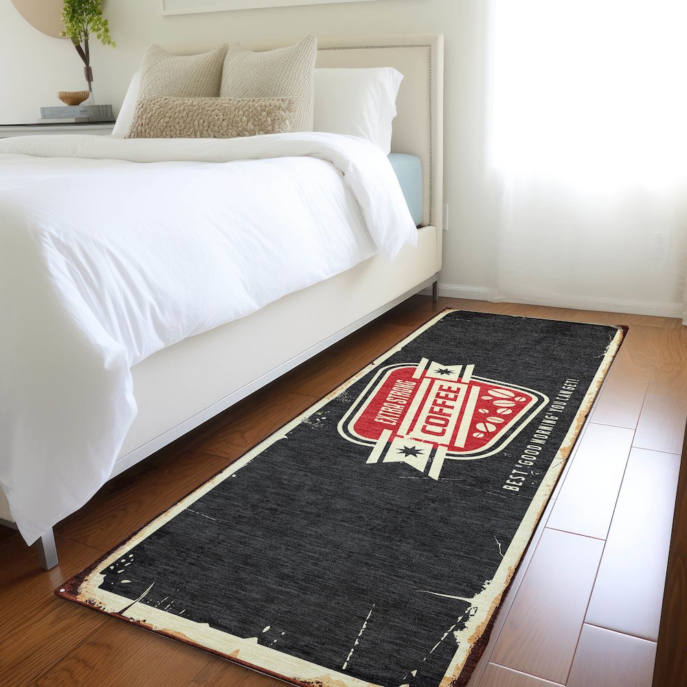 Premium Machine Washable Mayfield  Midnight 2'3" x 7'6" Runner Rug. Picture 5