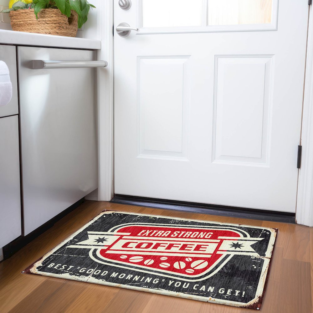 Premium Machine Washable Mayfield  Midnight 1'8" x 2'6" Rug. Picture 5