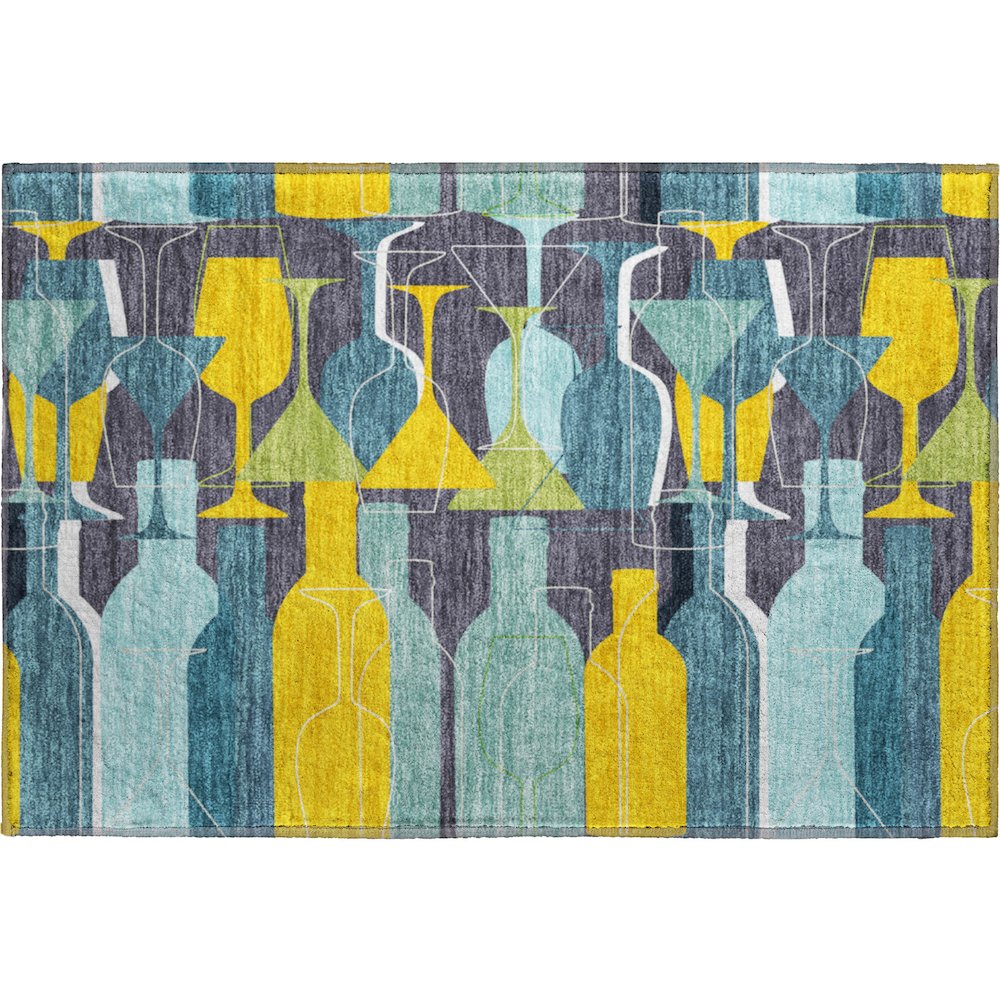 Premium Machine Washable Mayfield  Blue 1'8" x 2'6" Rug. Picture 1