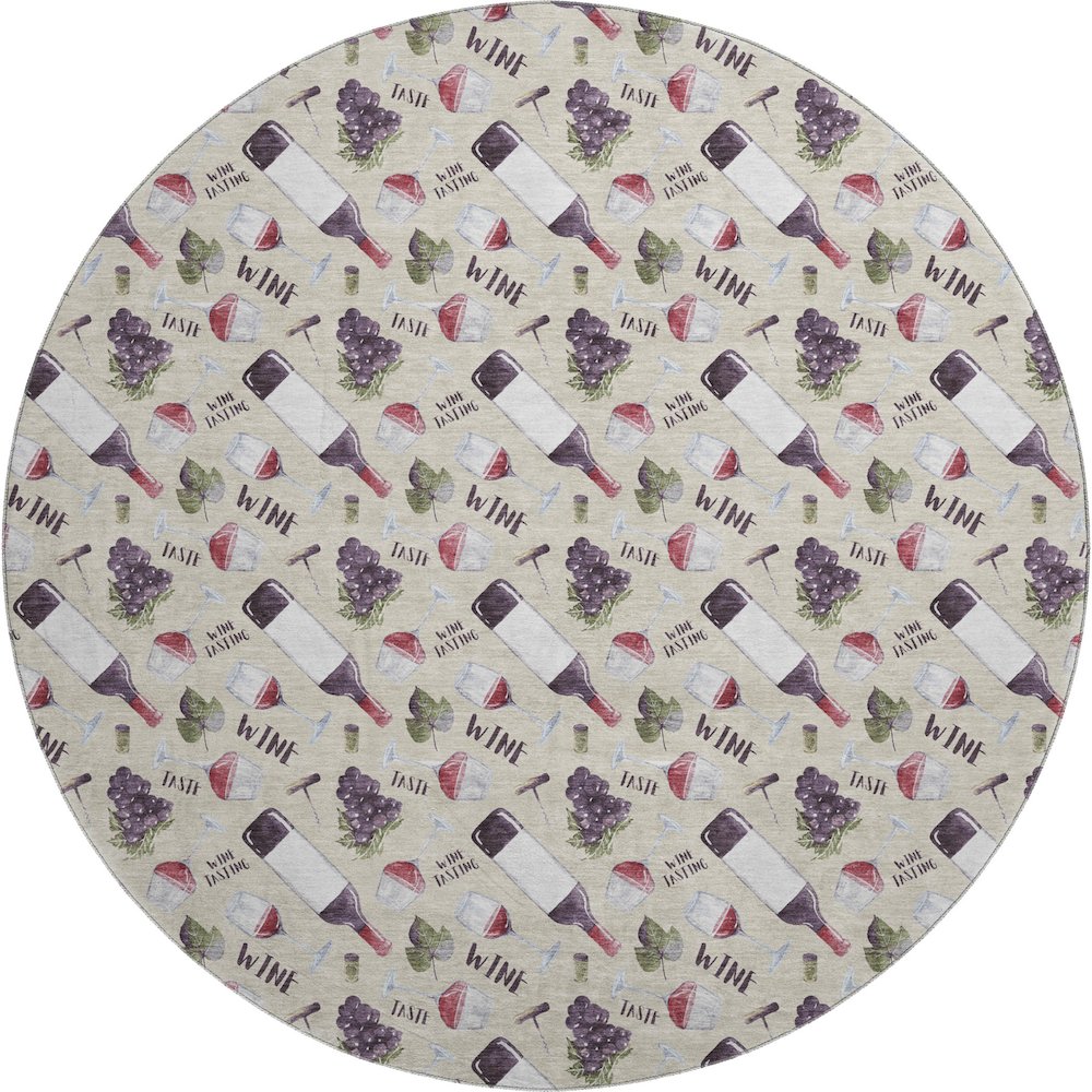 Premium Machine Washable Mayfield  Ivory 8' x 8' Round Rug. Picture 1