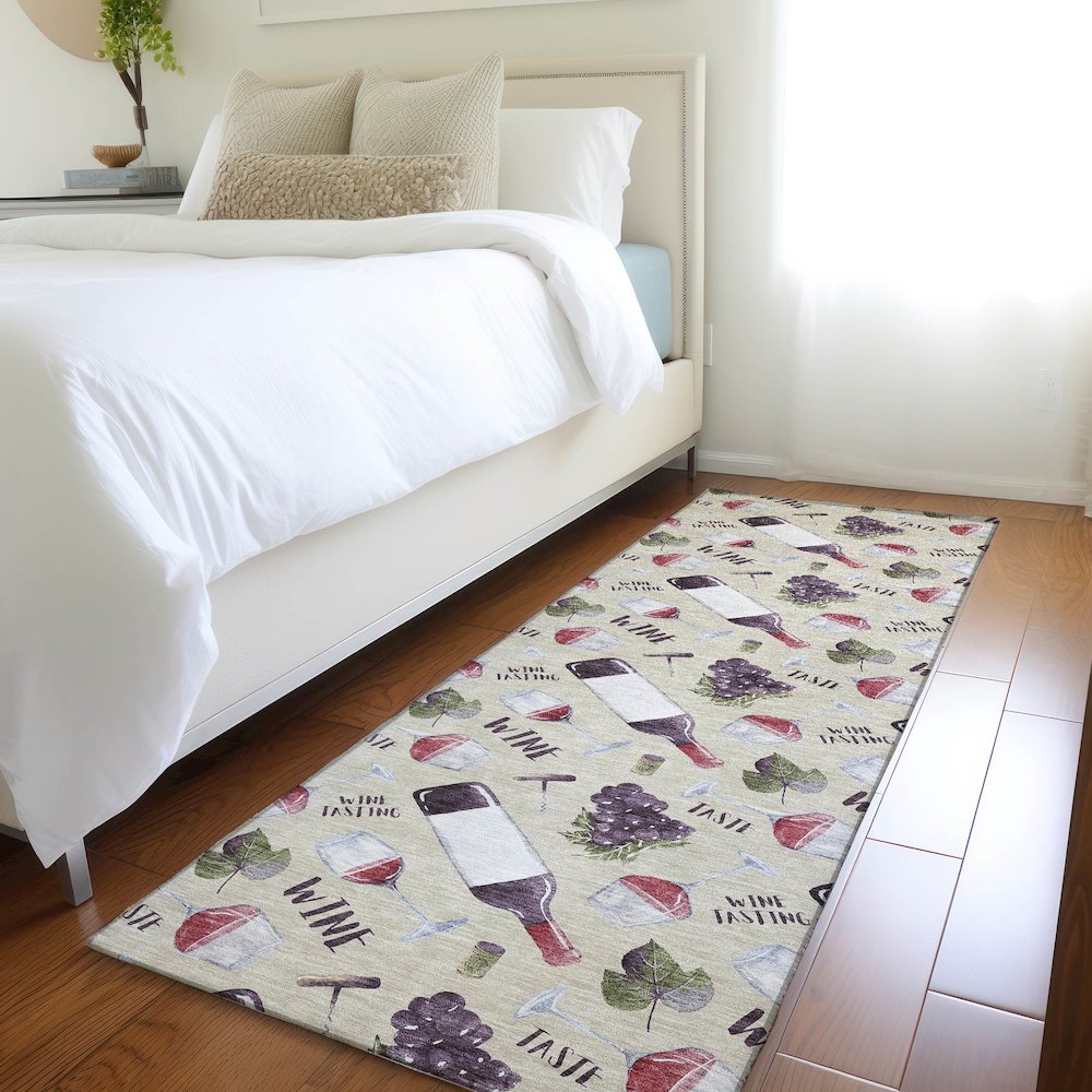 Premium Machine Washable Mayfield  Ivory 2'3" x 7'6" Runner Rug. Picture 5
