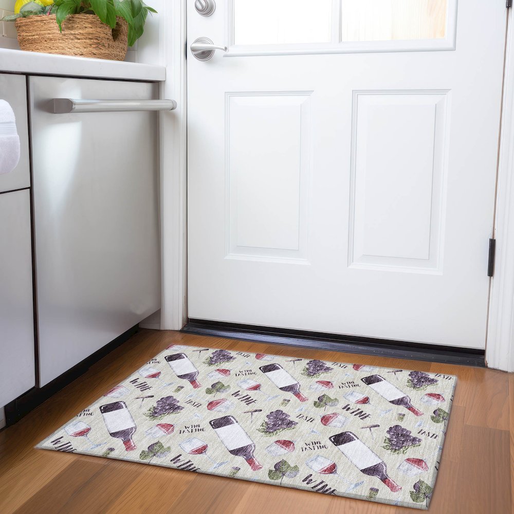 Premium Machine Washable Mayfield  Ivory 1'8" x 2'6" Rug. Picture 5