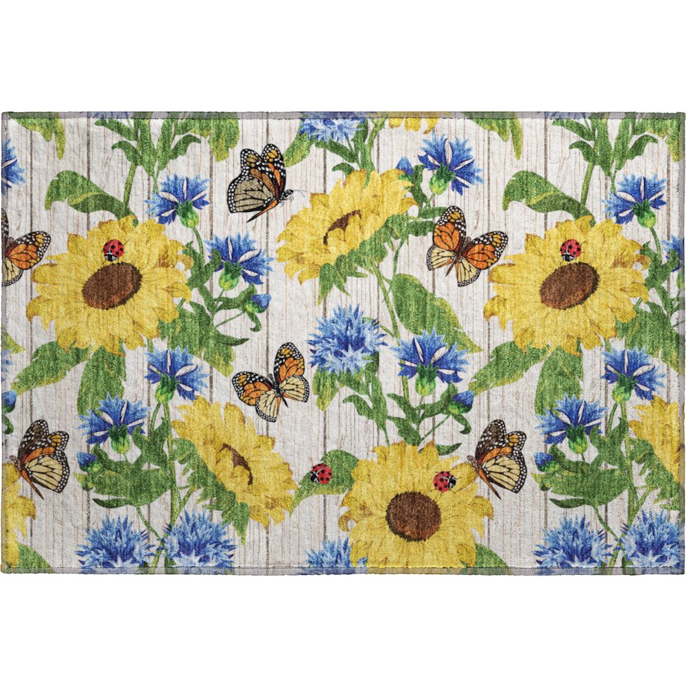 Premium Machine Washable Mayfield  Yellow 1'8" x 2'6" Rug. Picture 1