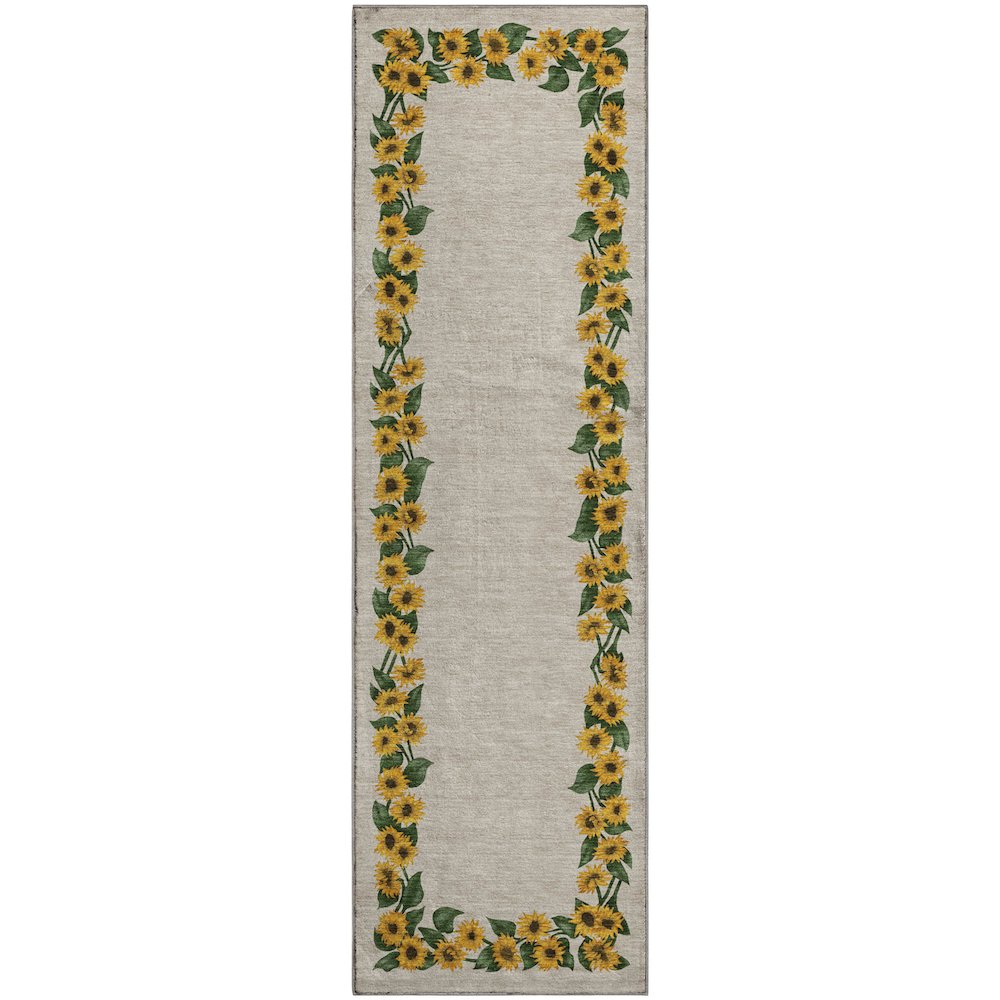 Premium Machine Washable Mayfield  Yellow 2'3" x 7'6" Runner Rug. Picture 1