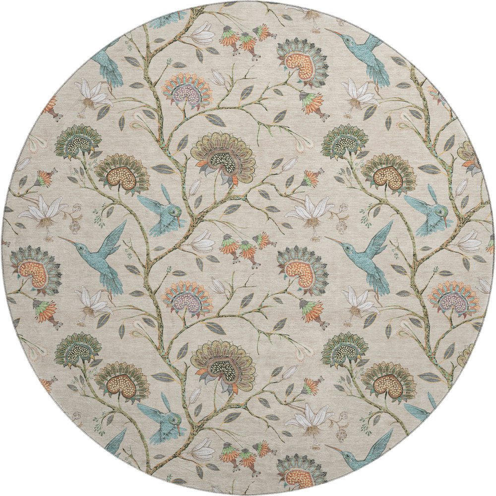 Premium Machine Washable Mayfield  Beige 8' x 8' Round Rug. Picture 1