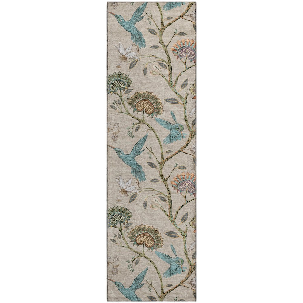 Premium Machine Washable Mayfield  Beige 2'3" x 7'6" Runner Rug. Picture 1