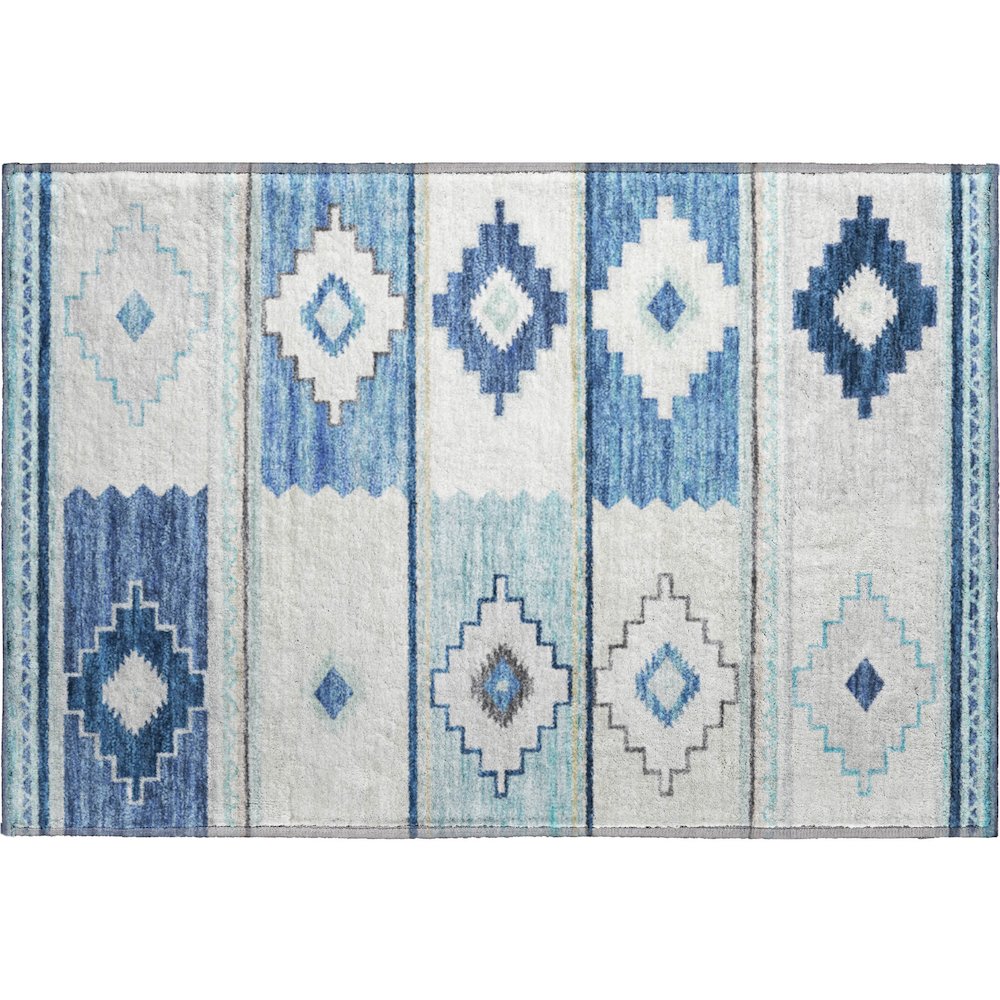 Premium Machine Washable Mayfield  Blue 1'8" x 2'6" Rug. Picture 1