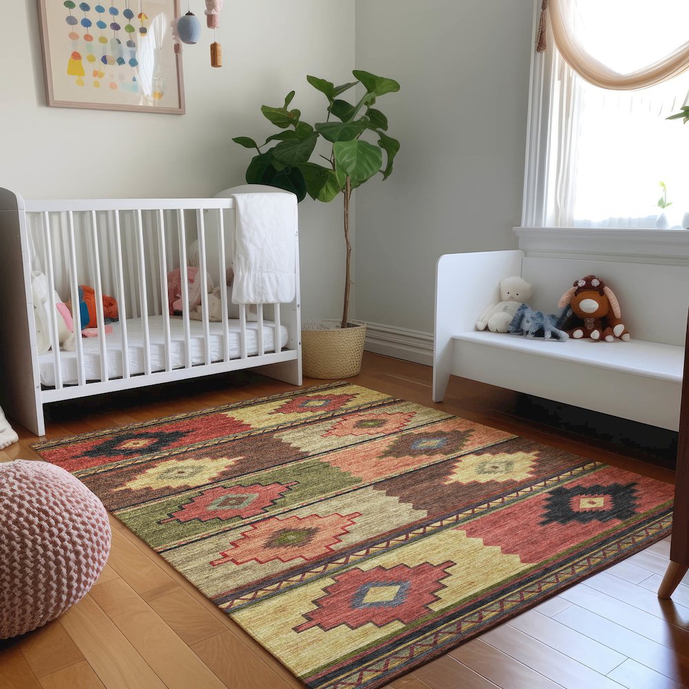 Premium Machine Washable Mayfield  Paprika 2'6" x 3'10" Rug. Picture 5