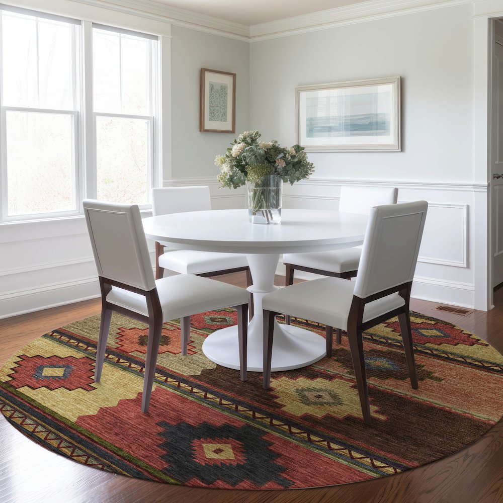 Premium Machine Washable Mayfield  Paprika 8' x 8' Round Rug. Picture 5