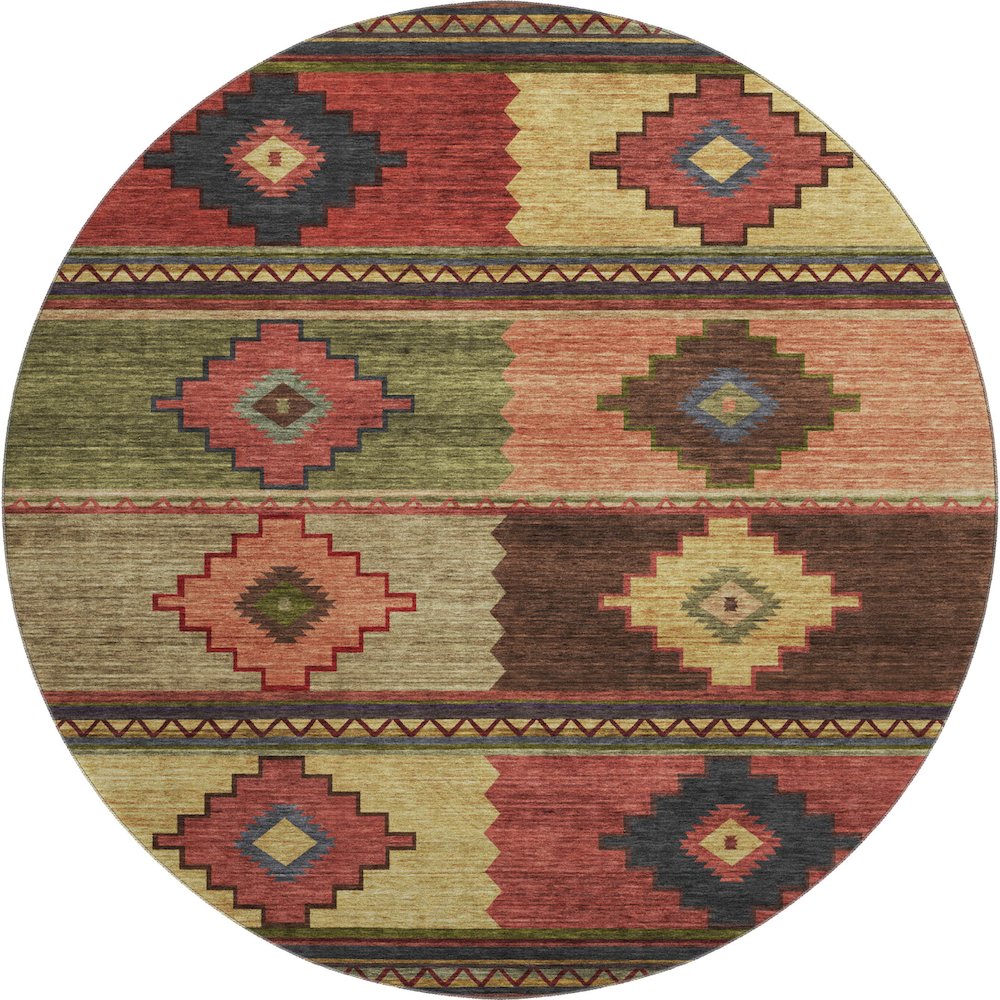 Premium Machine Washable Mayfield  Paprika 8' x 8' Round Rug. Picture 1