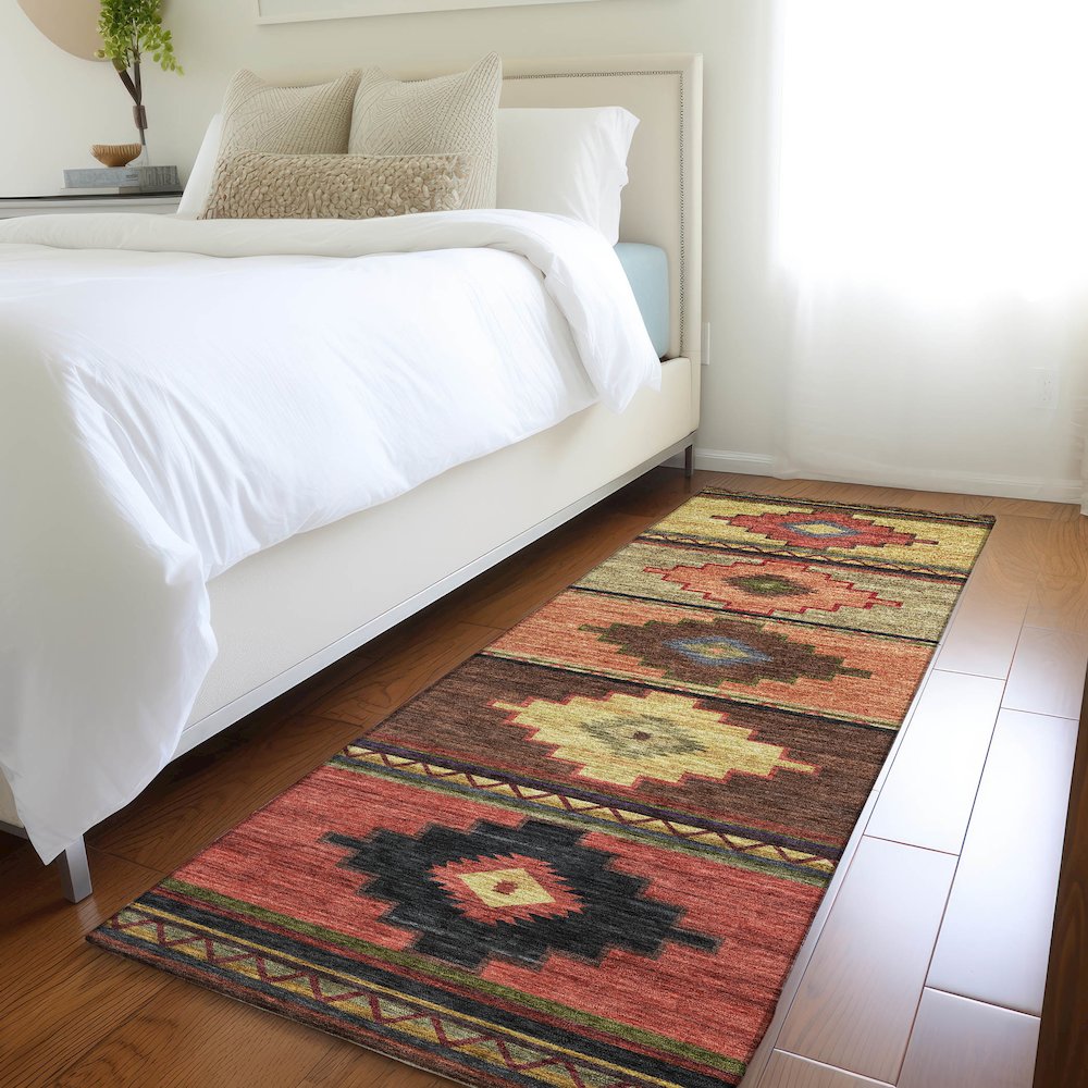 Premium Machine Washable Mayfield  Paprika 2'3" x 7'6" Runner Rug. Picture 5