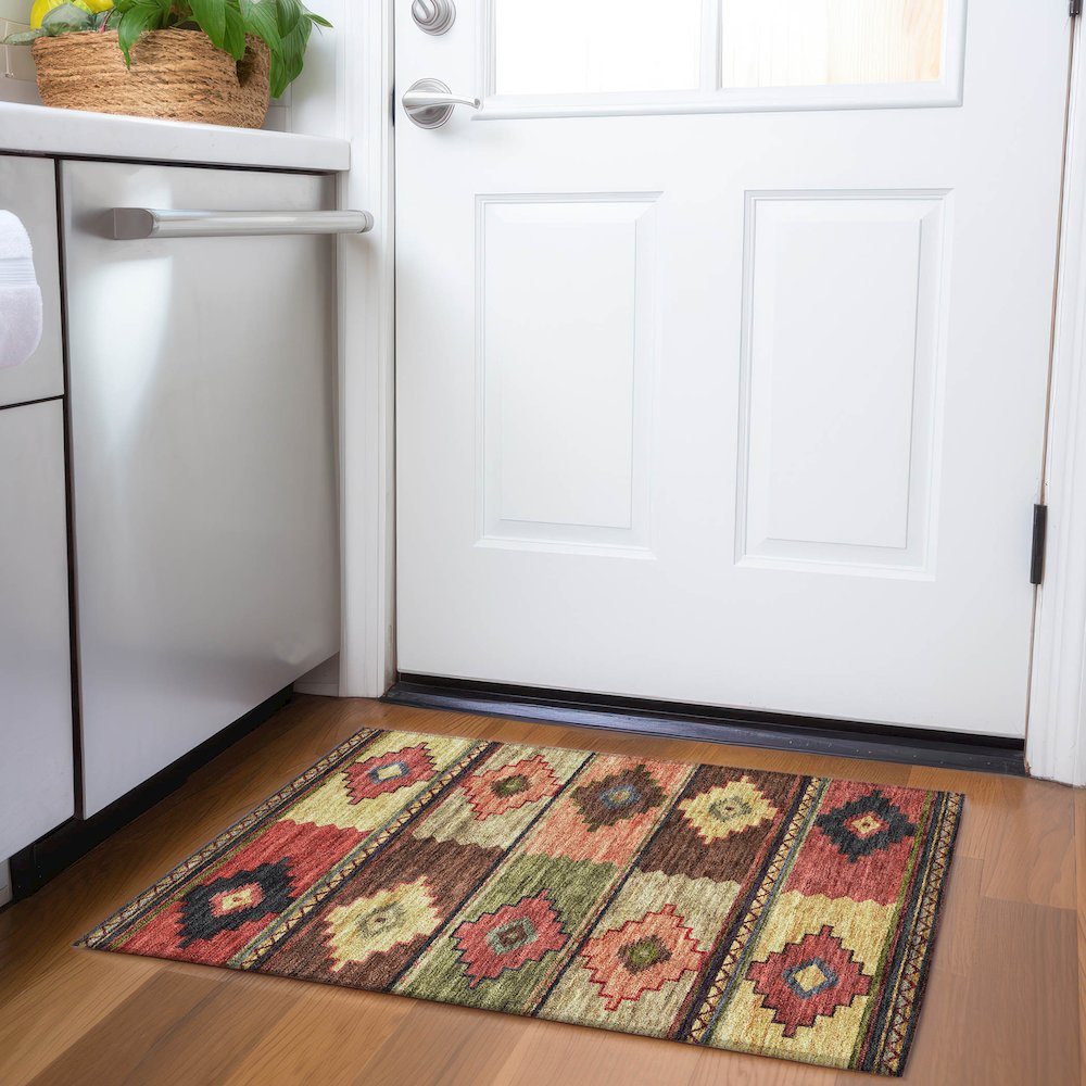 Premium Machine Washable Mayfield  Paprika 1'8" x 2'6" Rug. Picture 5