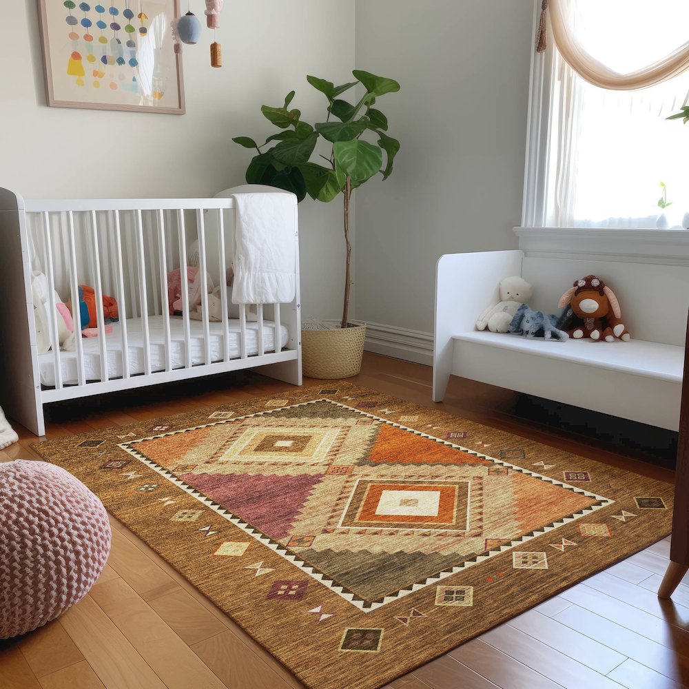 Premium Machine Washable Mayfield  Brown 2'6" x 3'10" Rug. Picture 5
