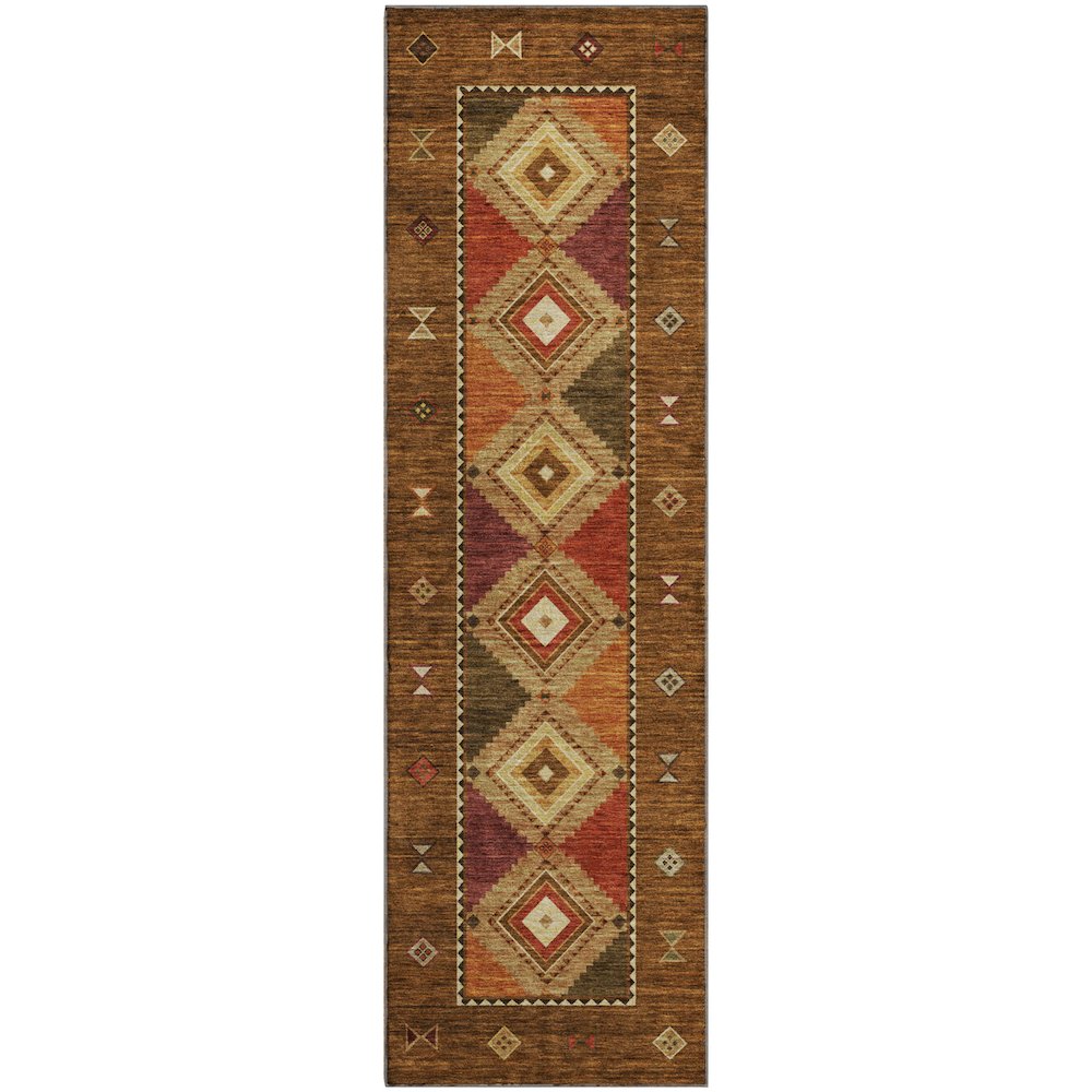 Premium Machine Washable Mayfield  Brown 2'3" x 7'6" Runner Rug. Picture 1